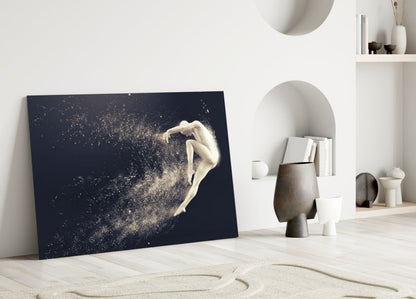 Leaping Dancer Dissolving Into Dust Glass Wall Art