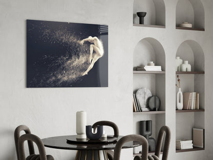 Leaping Dancer Dissolving Into Dust Glass Wall Art