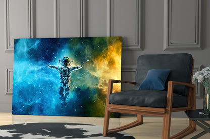 Arms Wide Nebula Astronaut Glass Wall Art