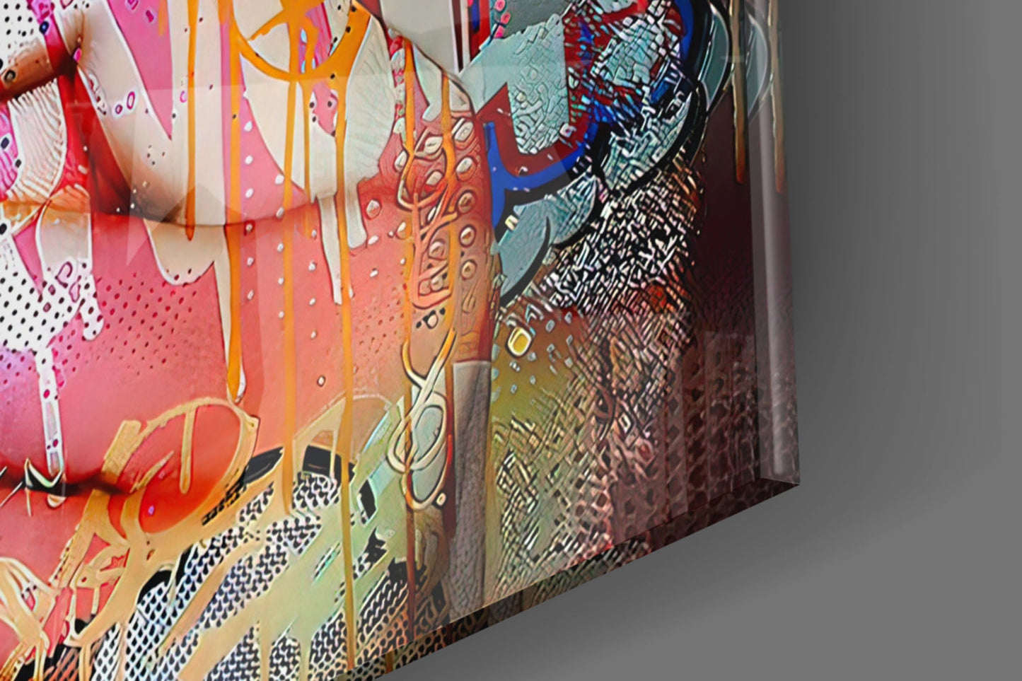 Pop Art Bubblegum Graffiti Face Glass Wall Art