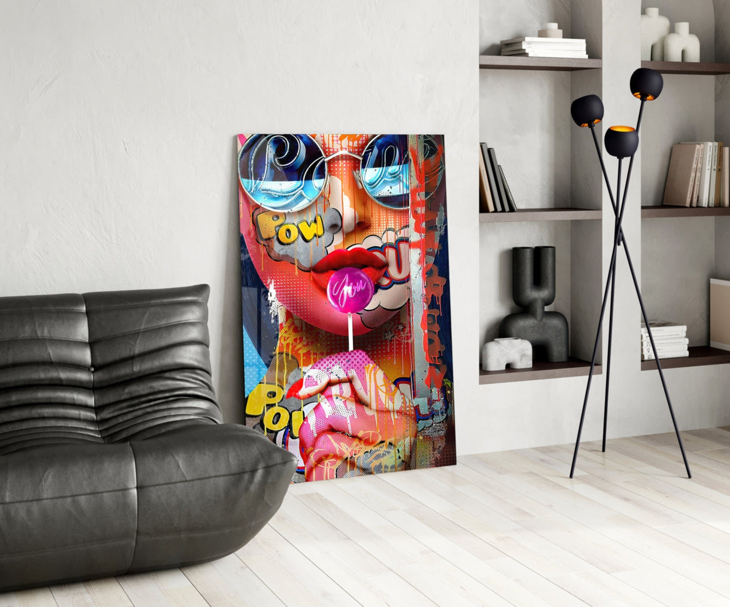 Pop Art Bubblegum Graffiti Face Glass Wall Art