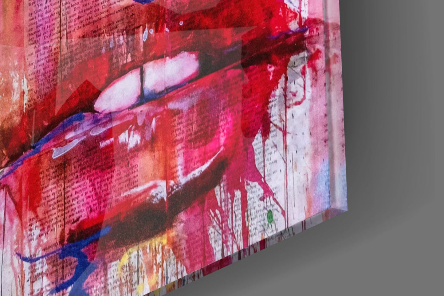 Pink Graffiti Pop Face Glass Wall Art