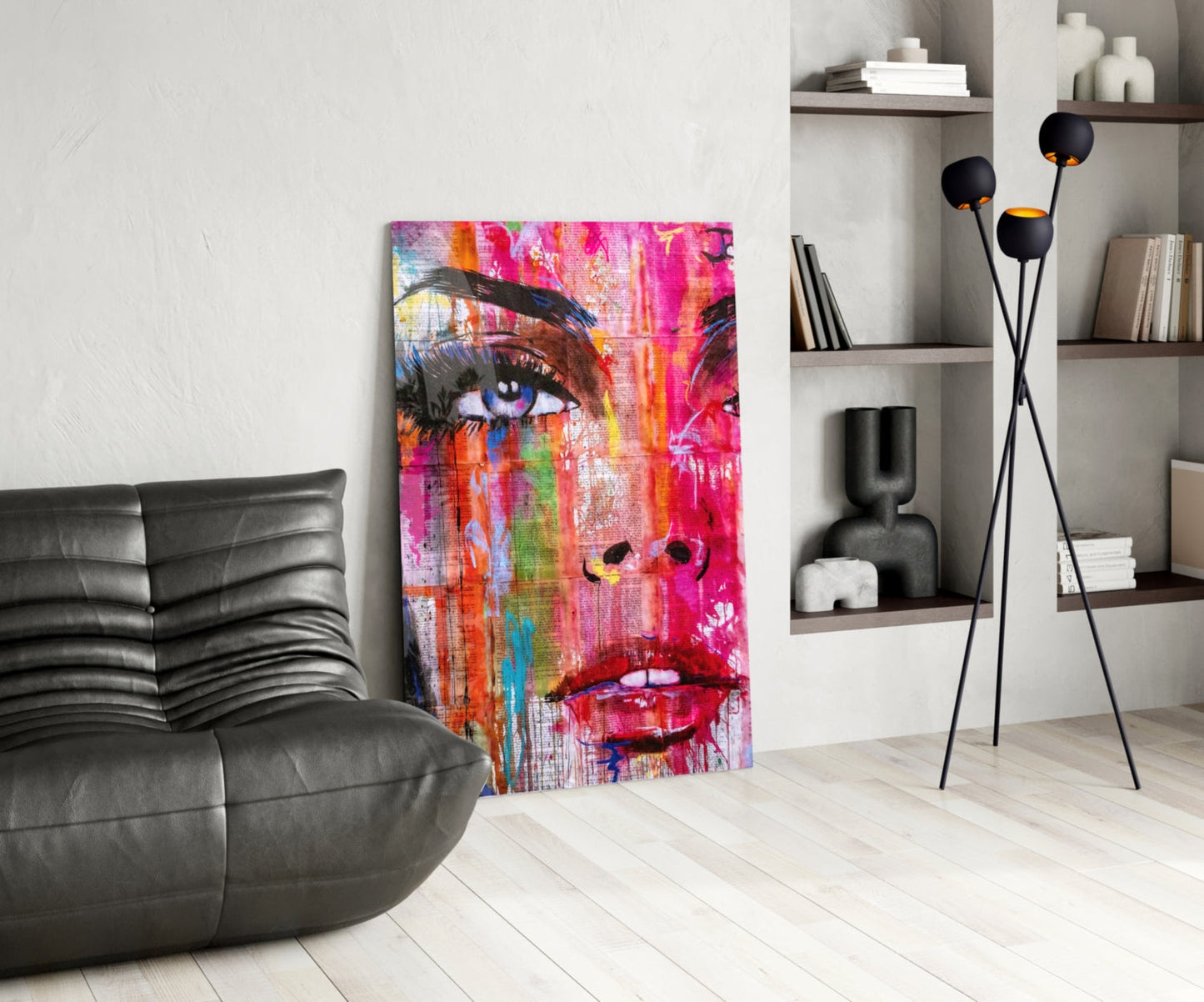 Pink Graffiti Pop Face Glass Wall Art