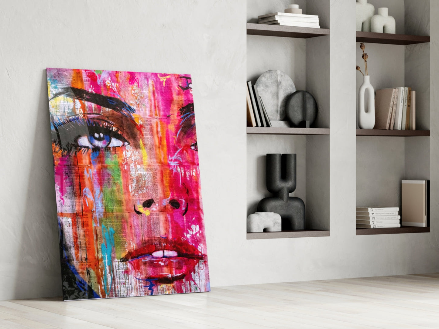 Pink Graffiti Pop Face Glass Wall Art