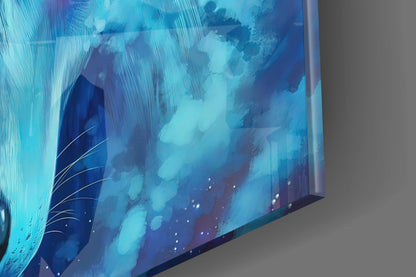 Neon Smoke Wolf Glass Wall Art