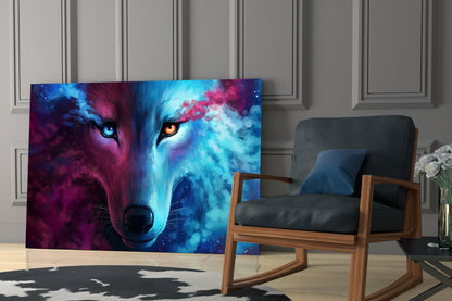 Neon Smoke Wolf Glass Wall Art