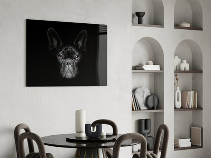 Black French Bulldog Portrait Glass Wall Art