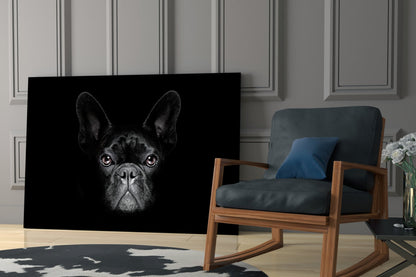 Black French Bulldog Portrait Glass Wall Art