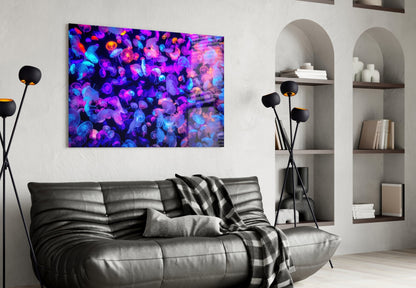 Glowing Jellyfish Bloom Neon Glass Wall Art