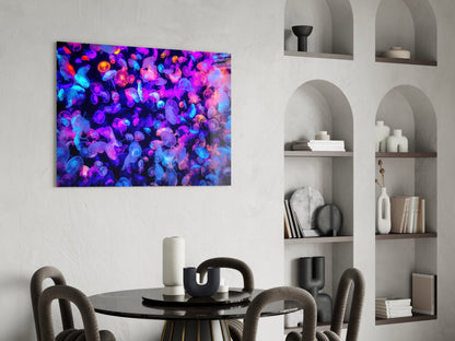 Glowing Jellyfish Bloom Neon Glass Wall Art