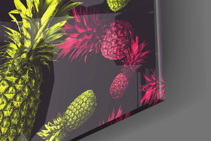 Tropical Pineapple Toss Print Glass Wall Art