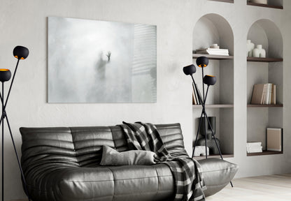Foggy Pane Reaching Hand Grey Glass Wall Art