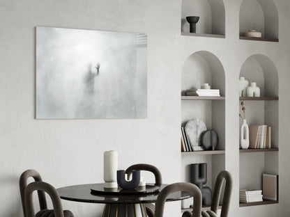 Foggy Pane Reaching Hand Grey Glass Wall Art