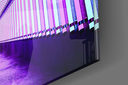 Violet Neon Tube Corridor Glass Wall Art