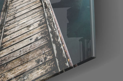 Turquoise Fjord Mountain Jetty Glass Wall Art