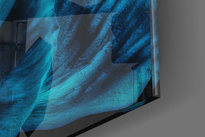 Turquoise Glowing Poppy Petals Glass Wall Art