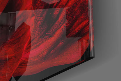 Crimson Poppy With Magenta Center Glass Wall Art