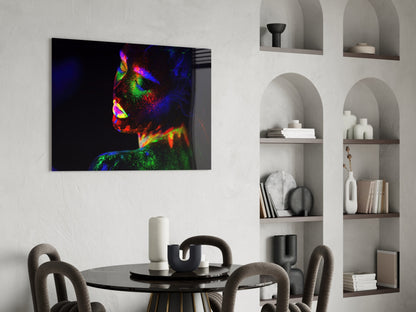 Green Blue Body Paint Side Profile Glass Wall Art