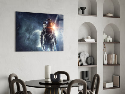 Cosmic Sun Flare Astronaut Glass Wall Art