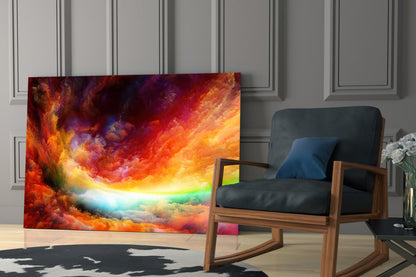 Vibrant Rainbow Cloud Sky Glass Wall Art