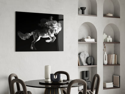 Rearing Smoke Horse Glass Wall Art