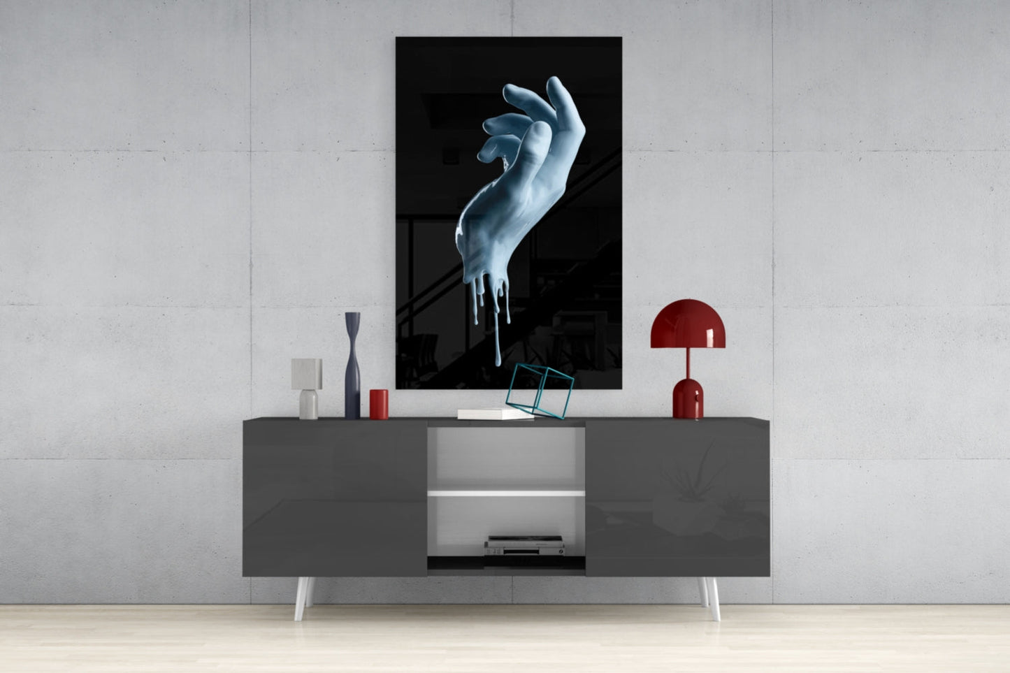 Melting Ice Blue Hand Sculpture Glass Wall Art