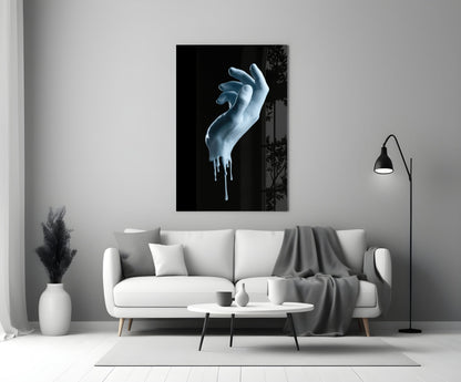 Melting Ice Blue Hand Sculpture Glass Wall Art