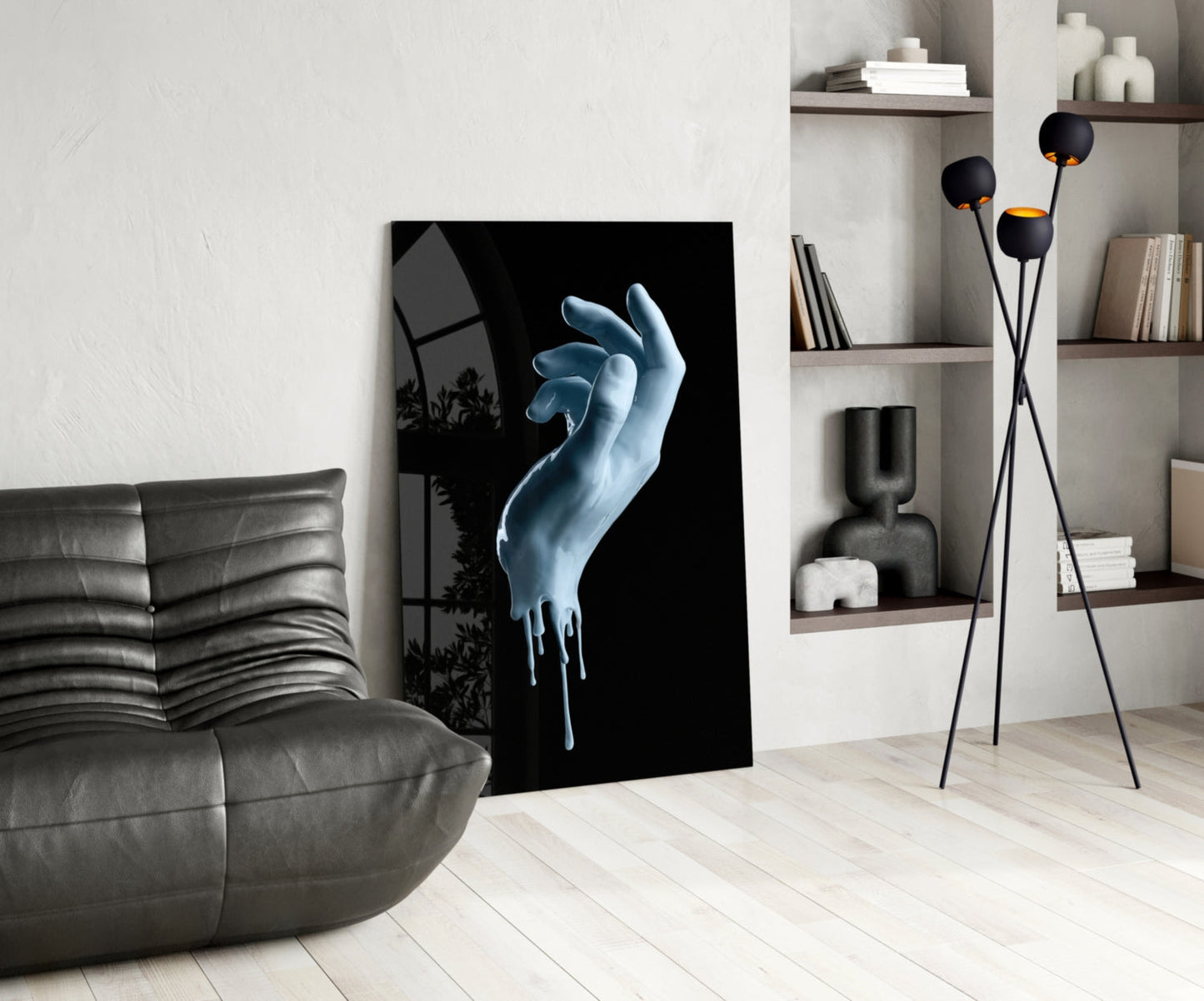 Melting Ice Blue Hand Sculpture Glass Wall Art