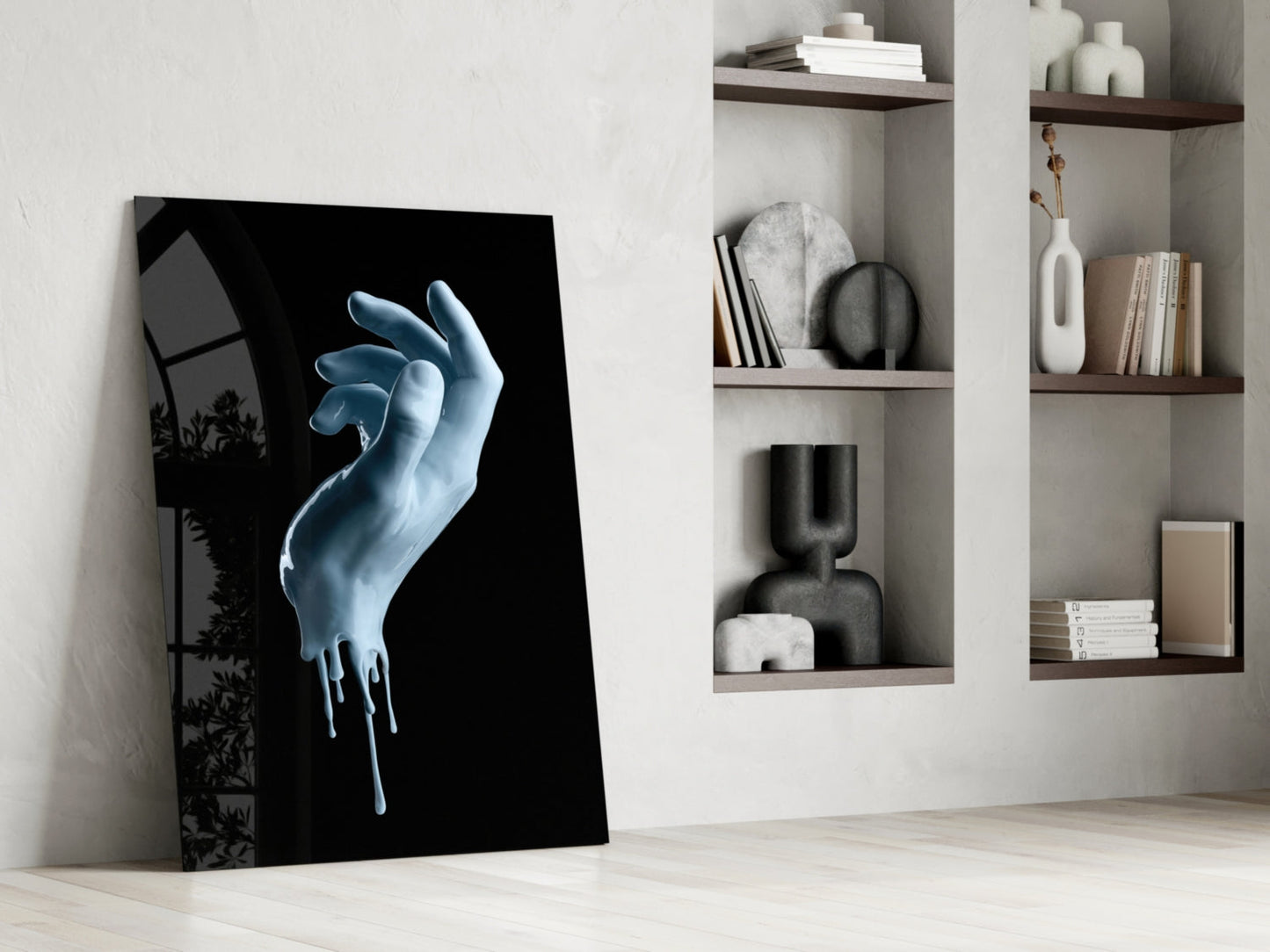 Melting Ice Blue Hand Sculpture Glass Wall Art
