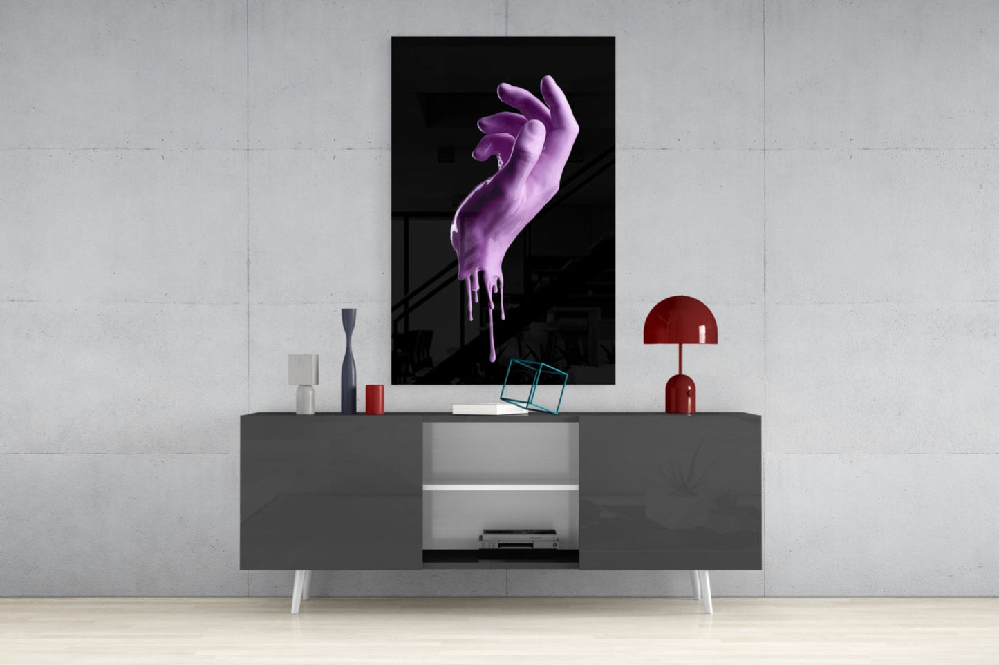 Dripping Lilac Hand Sculpture Glass Wall Art