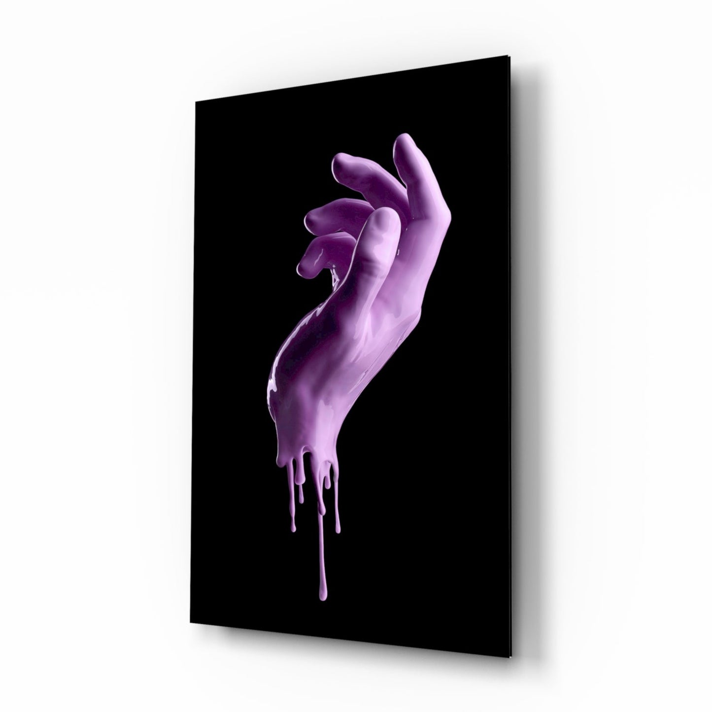 Dripping Lilac Hand Sculpture Glass Wall Art