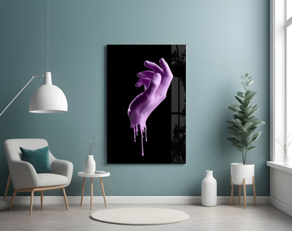 Dripping Lilac Hand Sculpture Glass Wall Art