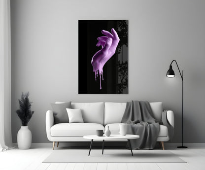 Dripping Lilac Hand Sculpture Glass Wall Art