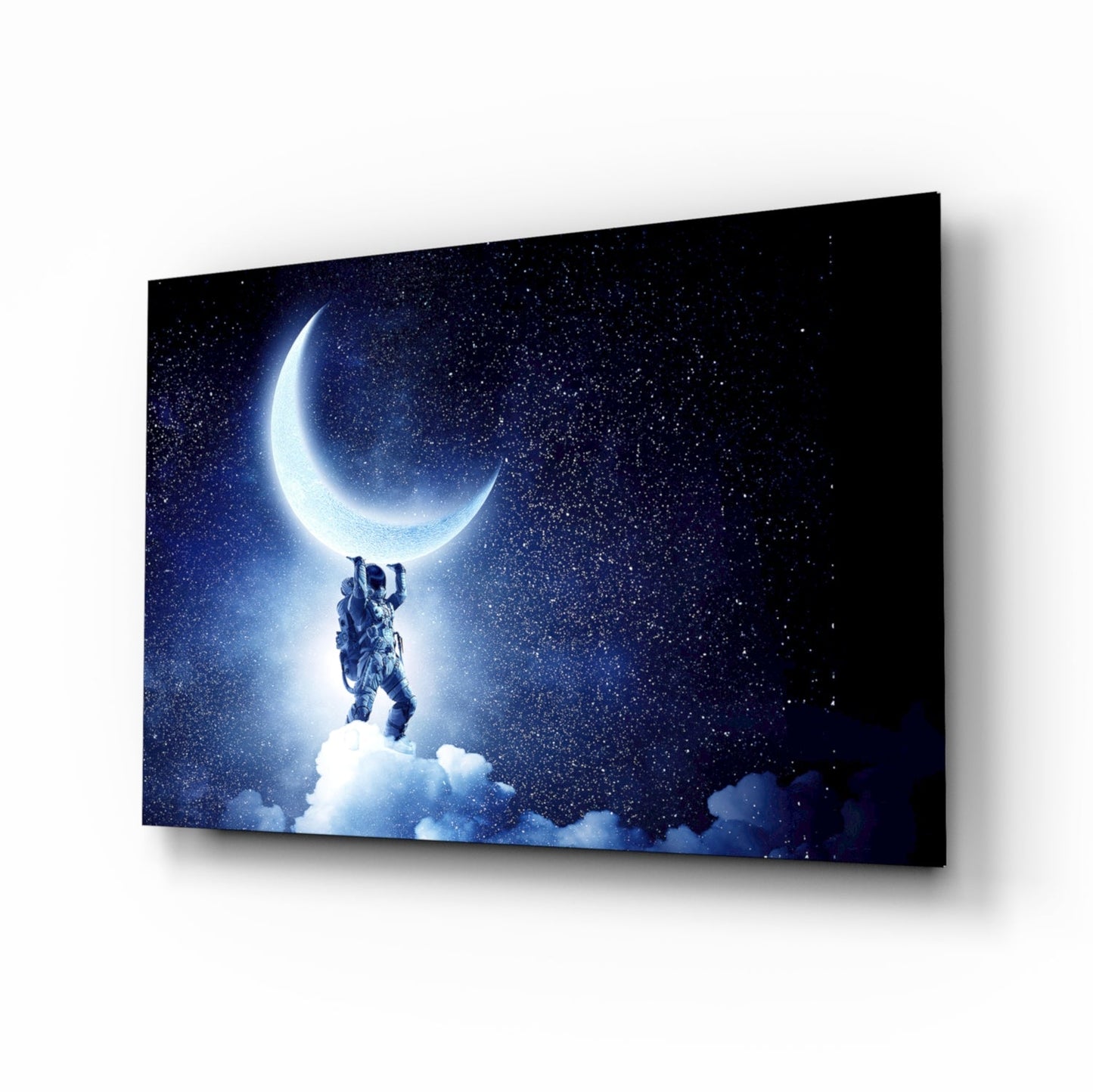 Starry Sky Moon Holder Spaceman Glass Wall Art