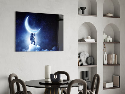Starry Sky Moon Holder Spaceman Glass Wall Art