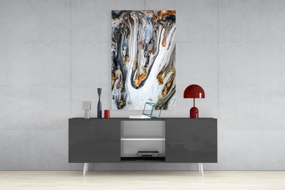 Gold Veined Black Marble Glass Wall Art