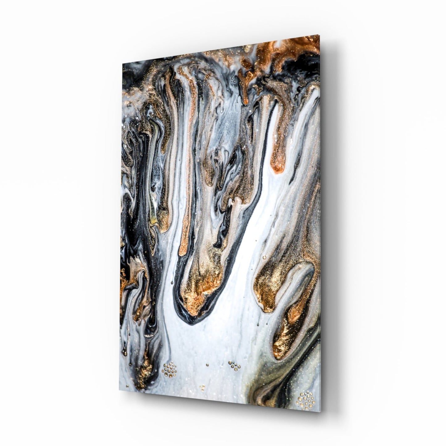 Gold Veined Black Marble Glass Wall Art
