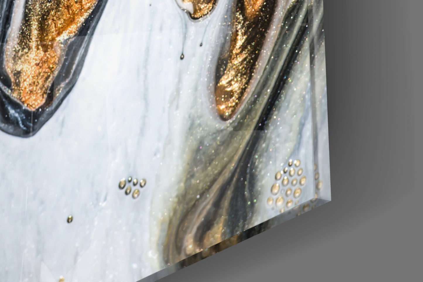 Gold Veined Black Marble Glass Wall Art