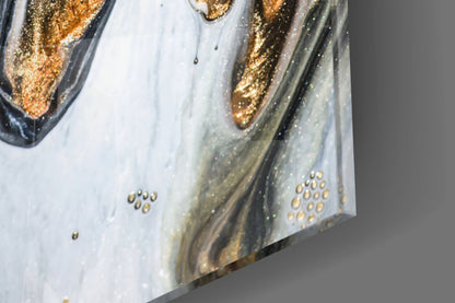 Gold Veined Black Marble Glass Wall Art