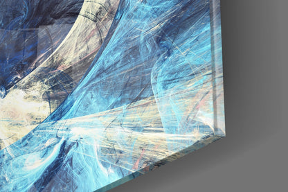 Blue Swirling Fractal Ring Glass Wall Art