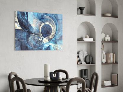 Blue Swirling Fractal Ring Glass Wall Art
