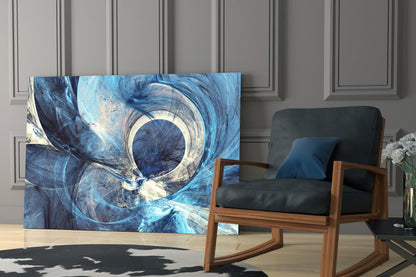Blue Swirling Fractal Ring Glass Wall Art