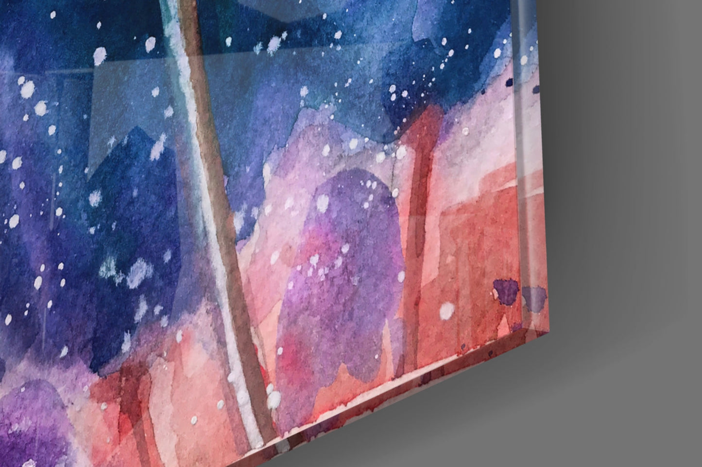 Navy Indigo Tulip on Lilac Wash Glass Wall Art