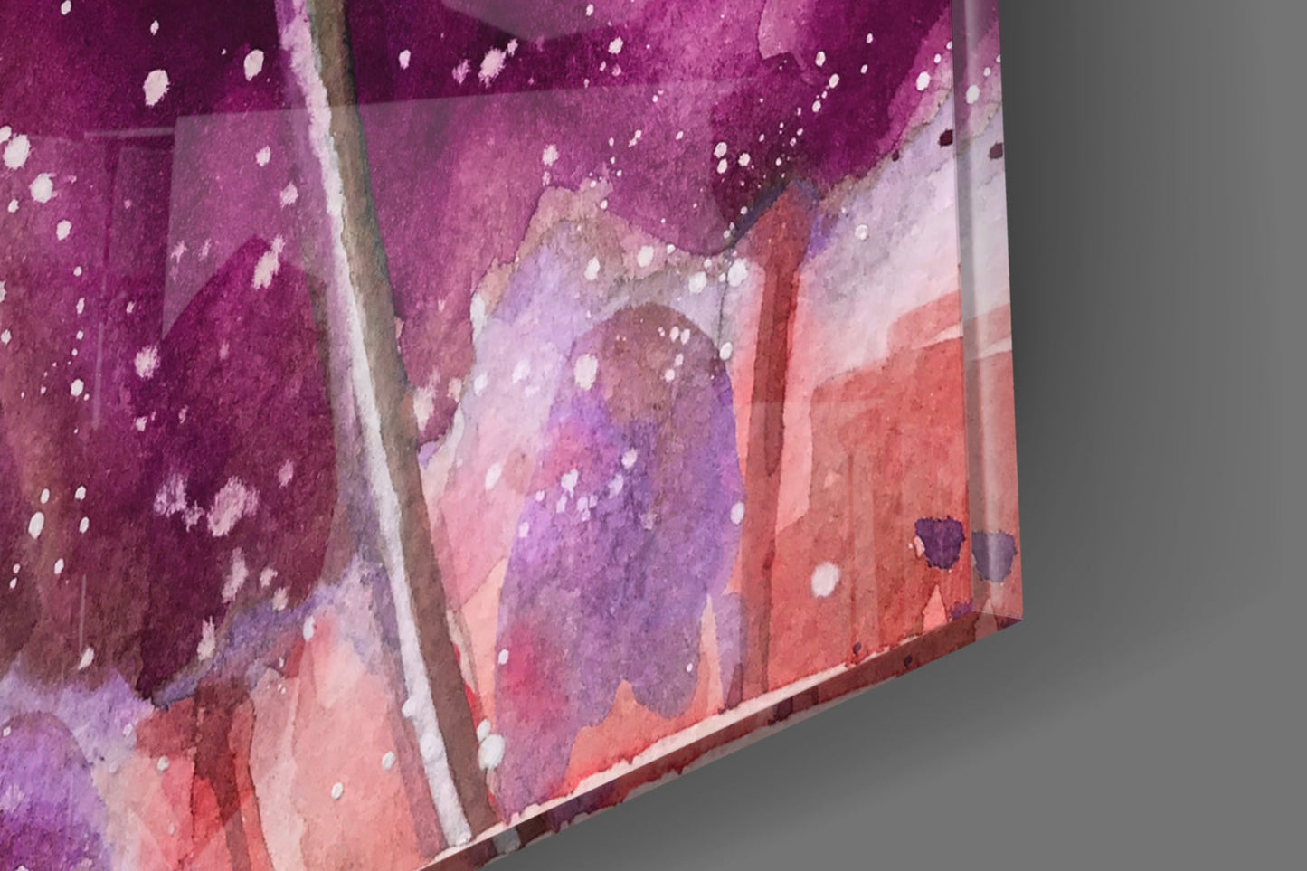 Deep Purple Watercolor Tulip Bloom Glass Wall Art