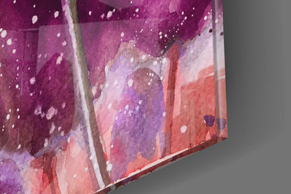 Deep Purple Watercolor Tulip Bloom Glass Wall Art