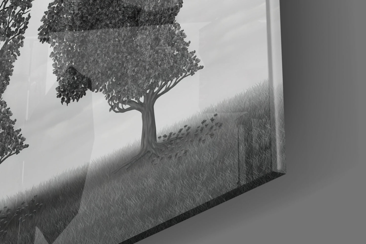 Three Head Shaped Trees Losing Leaves Glass Wall Art