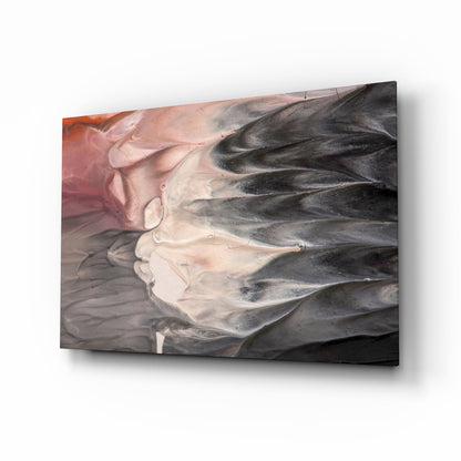 Blush and Charcoal Feather Smoke Glass Wall Art