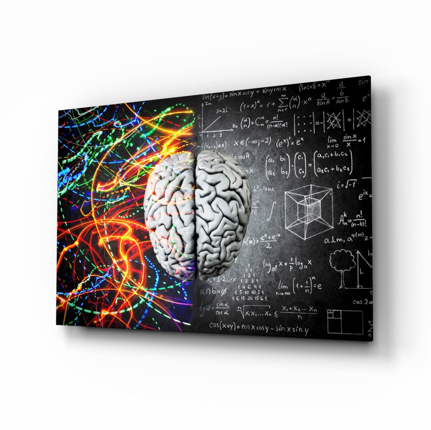 Color Streaks and Chalk Formula Brain Glass Wall Art
