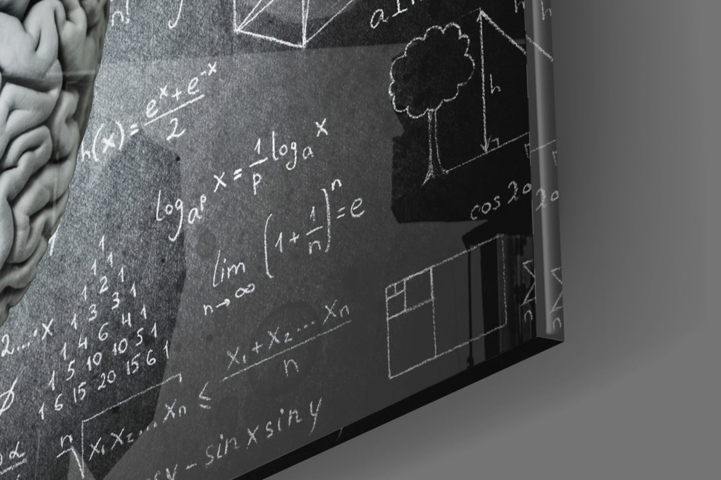 Color Streaks and Chalk Formula Brain Glass Wall Art