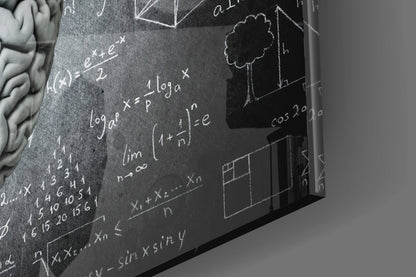 Color Streaks and Chalk Formula Brain Glass Wall Art